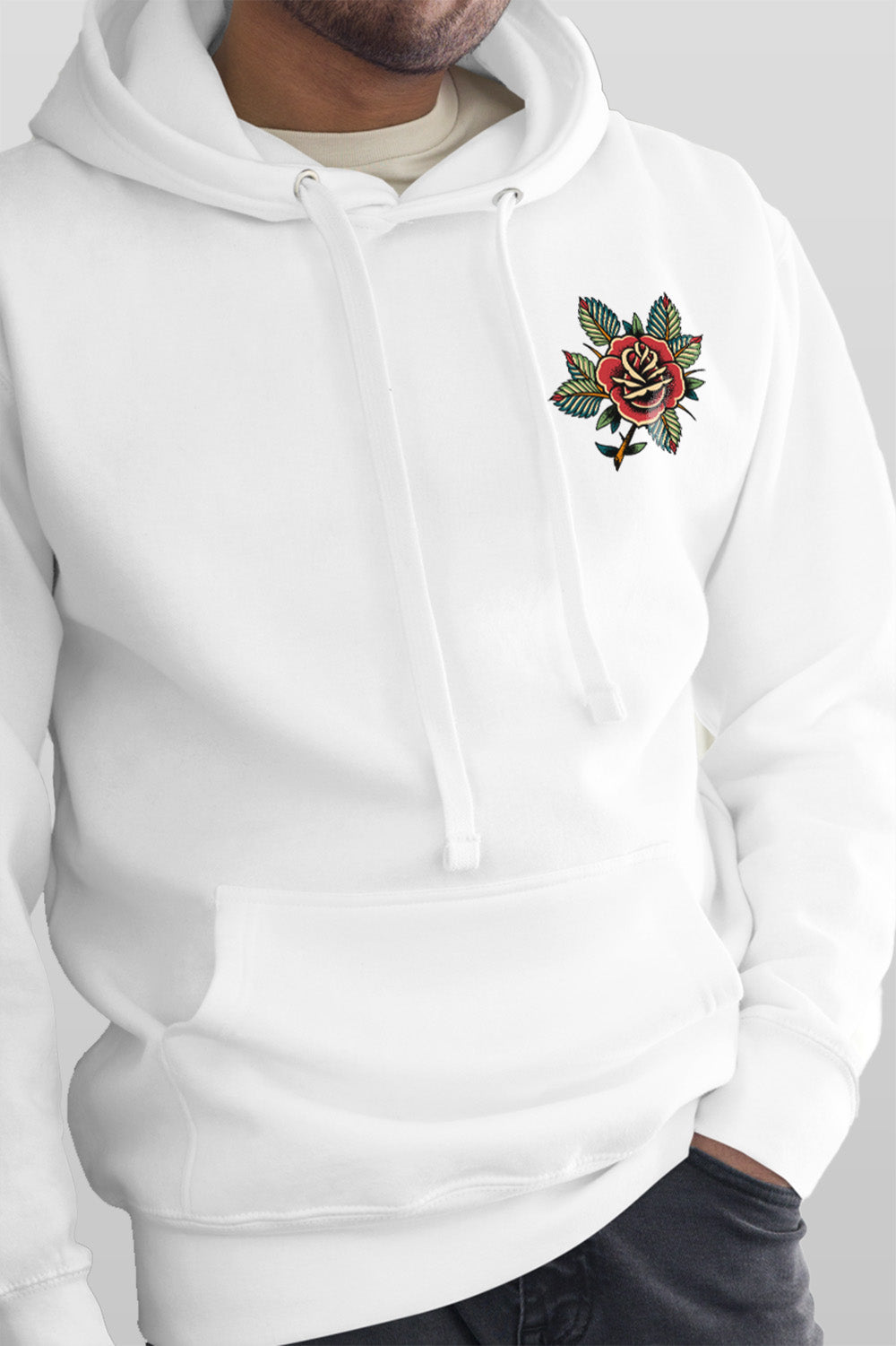 Panther and Rose White Hoodie