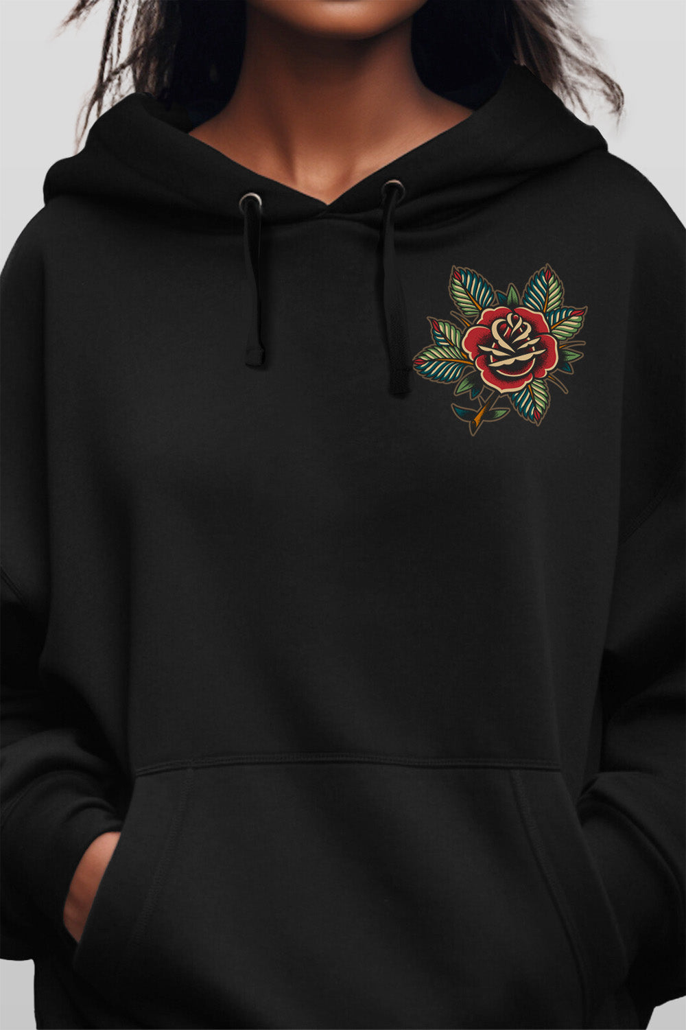 Panther and Rose Unisex Black Hoodie