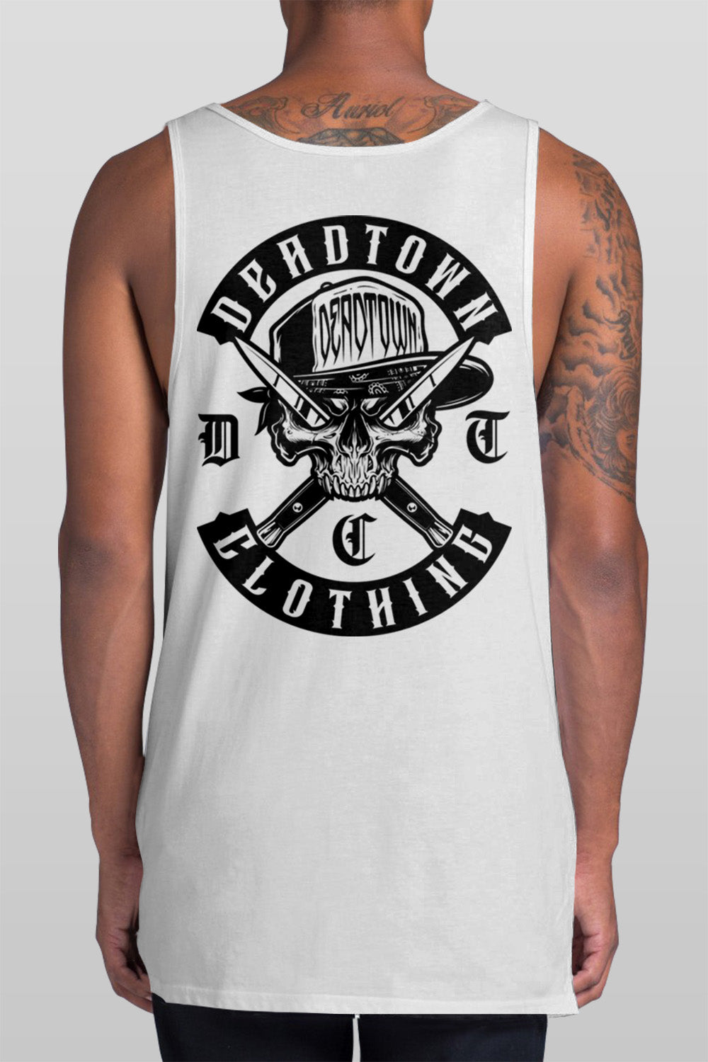 Aggressor Badge White Tank