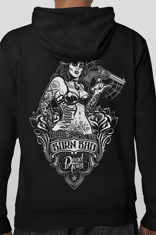 Born Bad Sugar Skull Pinup Hoodie