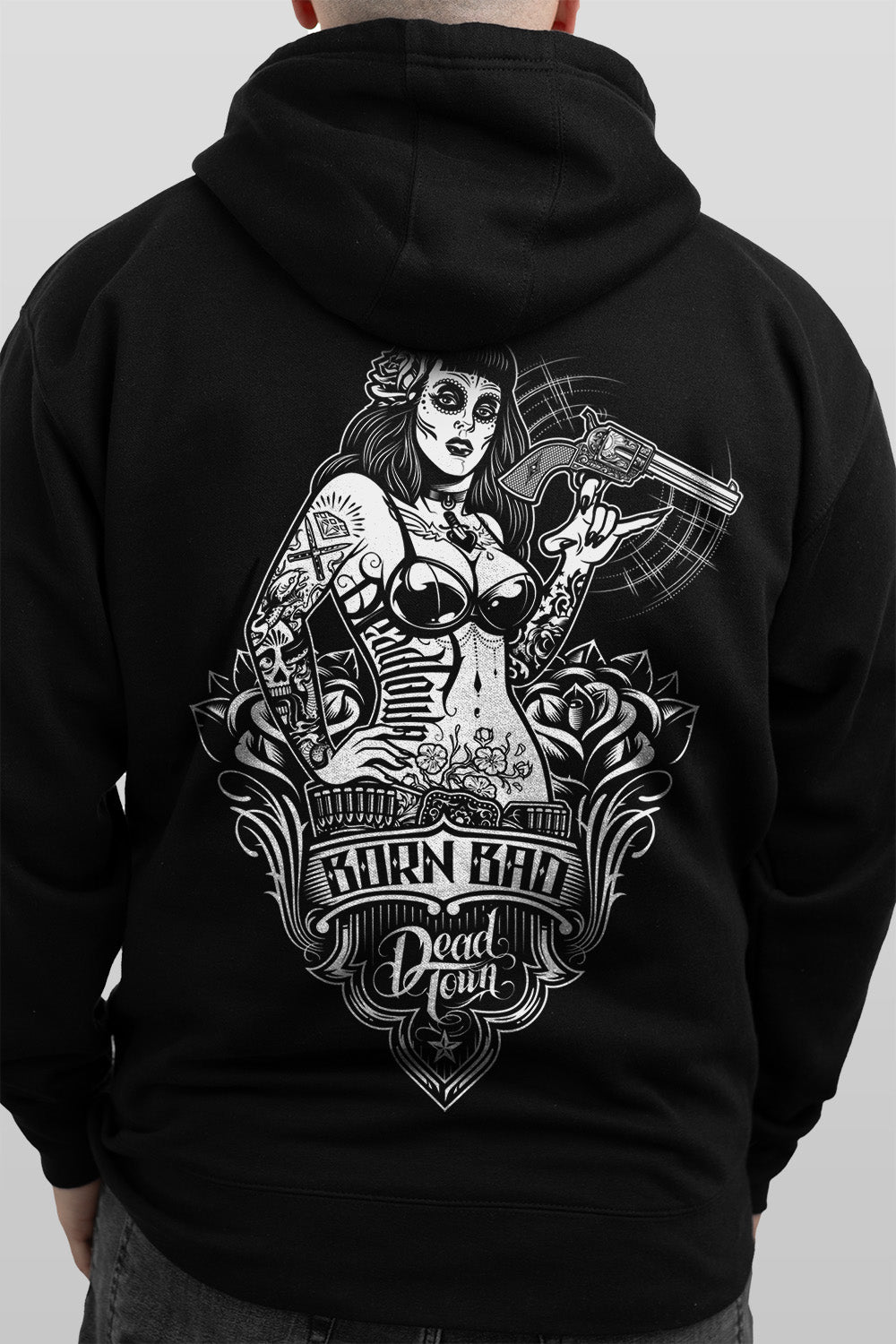 Born Bad Sugar Skull Pinup Hoodie