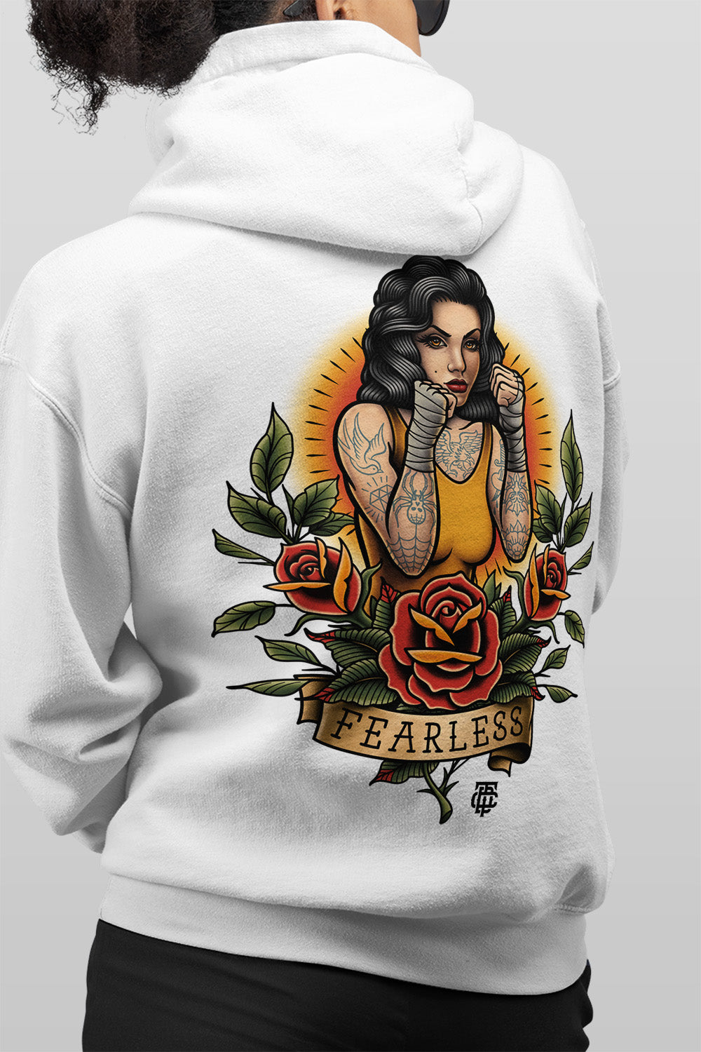 Fearless Womens White Hoodie