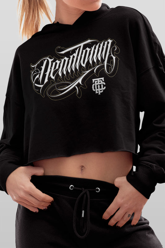 Heretic Script Crop Hoodie