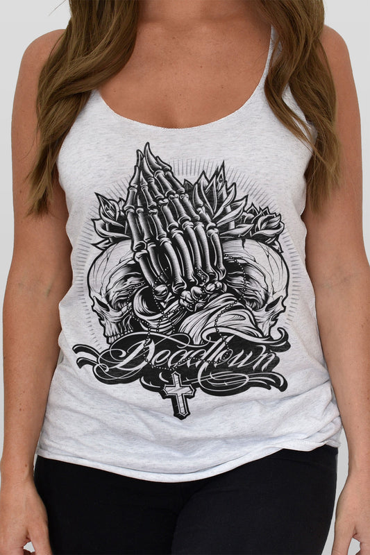 Prayer White Racerback Tank