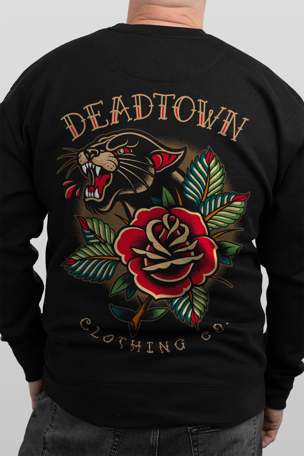 Panther and Rose Black Sweatshirt