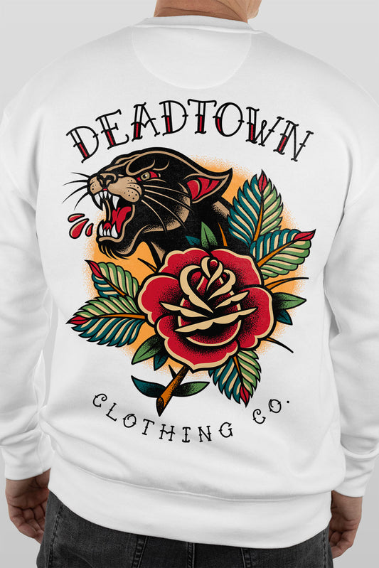 Panther and Rose White Sweatshirt