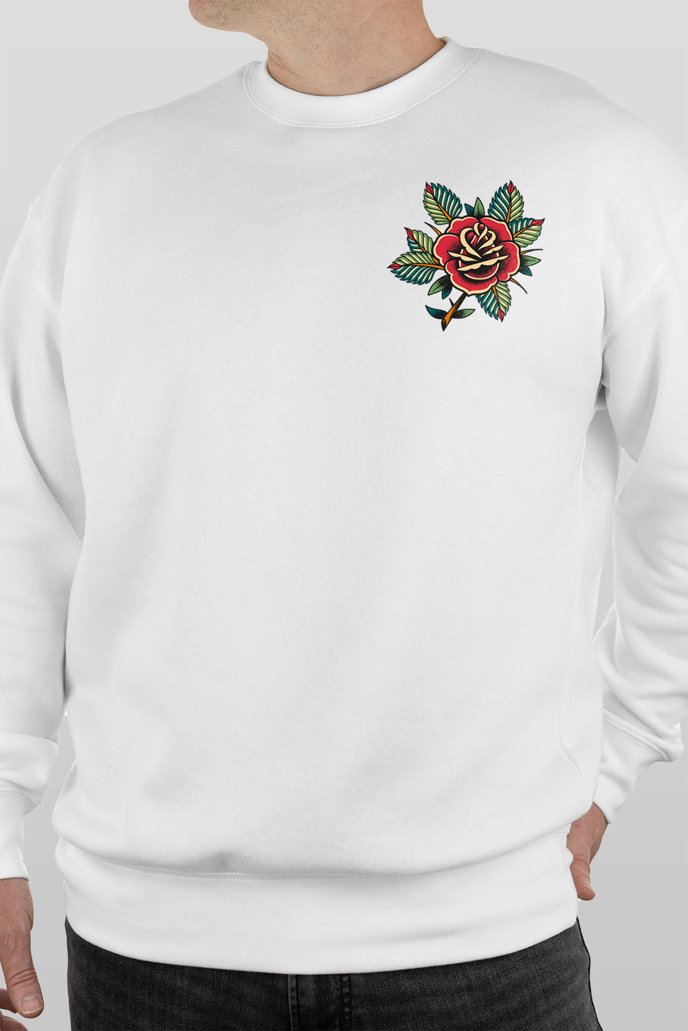 Panther and Rose White Sweatshirt