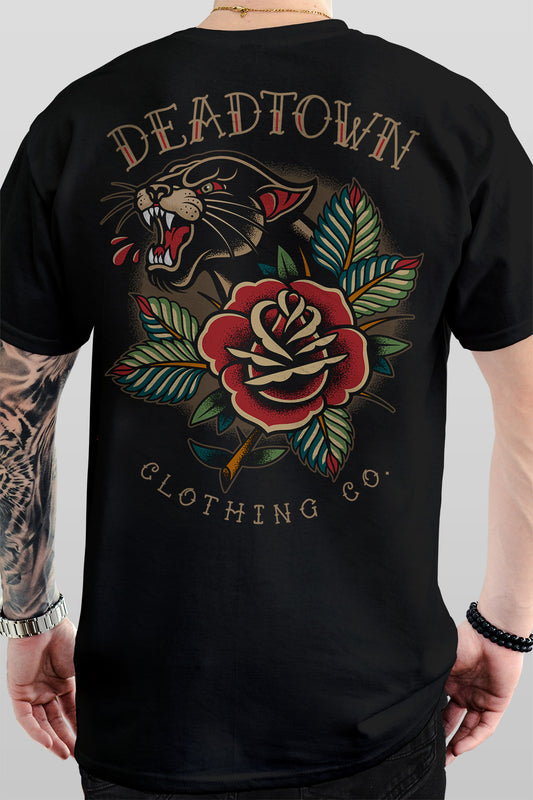 Panther and Rose Black Tee