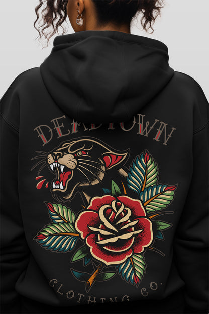 Panther and Rose Women's Black Hoodie