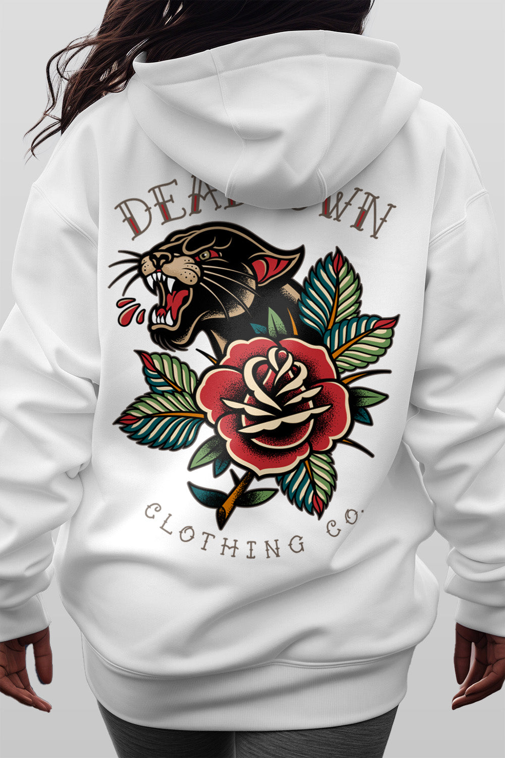 Panther and Rose White Hoodie