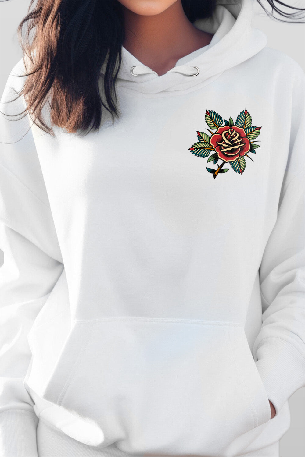 Panther and Rose White Hoodie