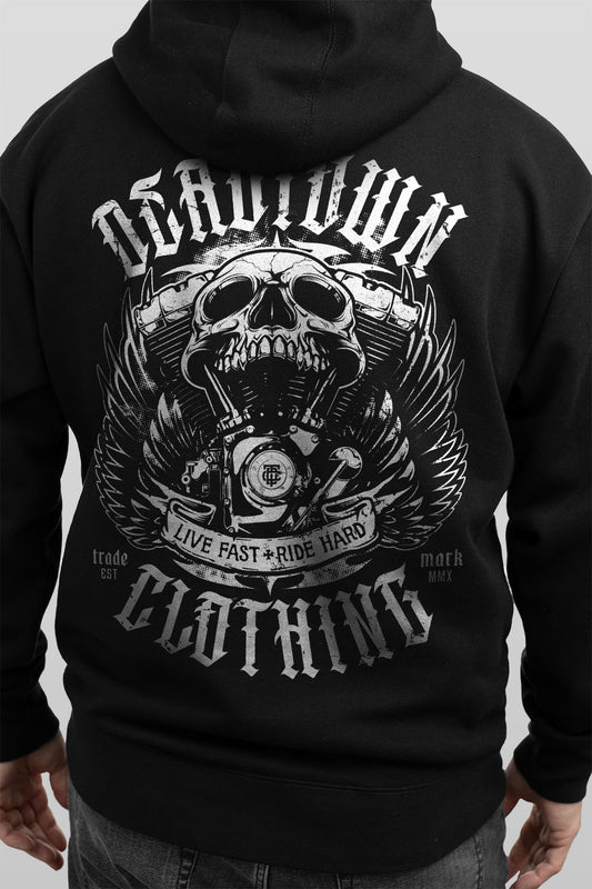 Skull Motor Black Hoodie