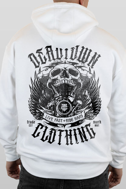 Skull Motor White Hoodie